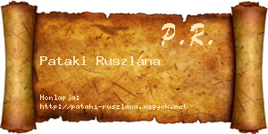 Pataki Ruszlána névjegykártya